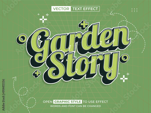 garden story editable text, font effect, 3d text for title