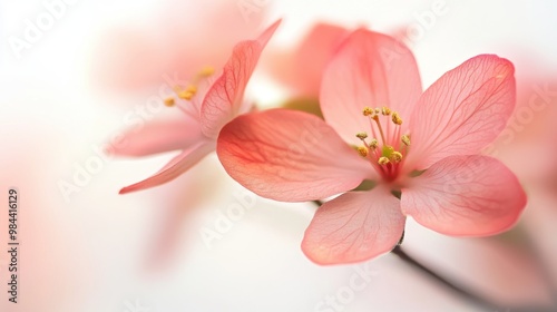 Close-up of a delicate pink flower with soft lighting and a blurred background