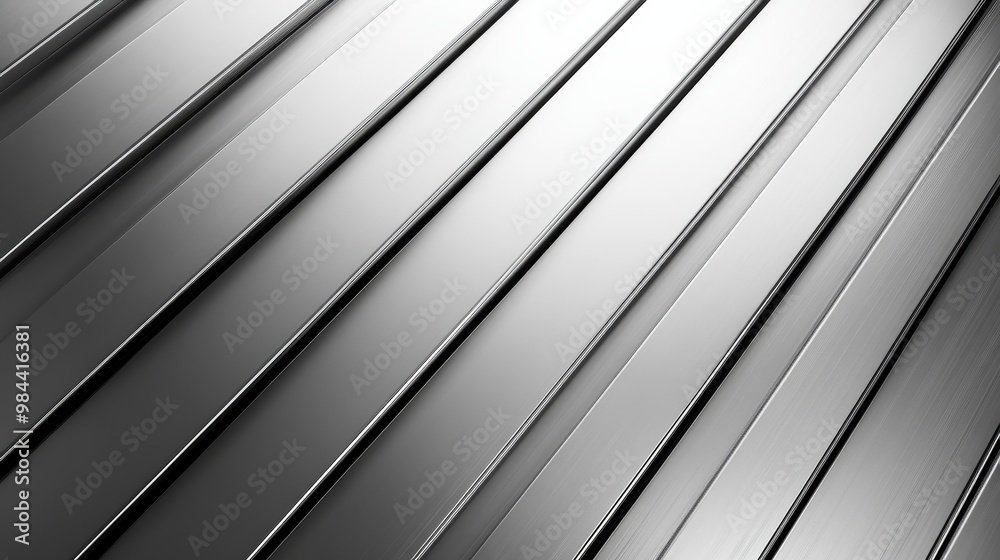Futuristic Silver Diagonal Lines on Gray Metal Background for High-Tech Designs - Abstract Texture with Copy Space