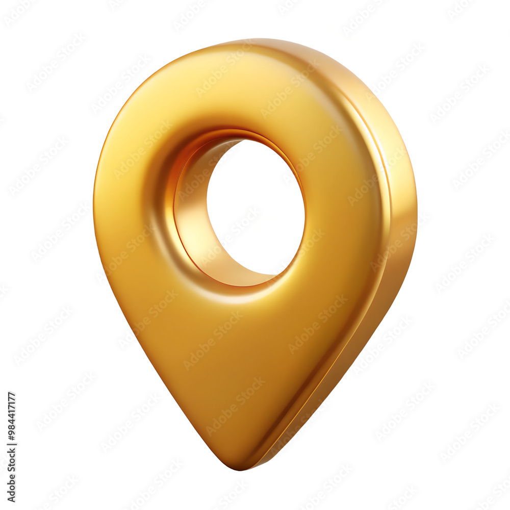 Golden location mark 3D icon isolated on white background. Premium simple render of 3D metal illustration. Golden location mark 3D icon isolated on white background. Premium simple render of 3D metal illustration.