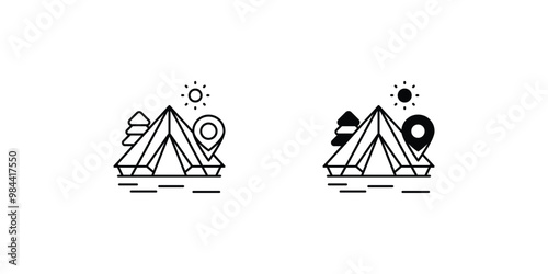 camp area set icon with white background vector stock illustration