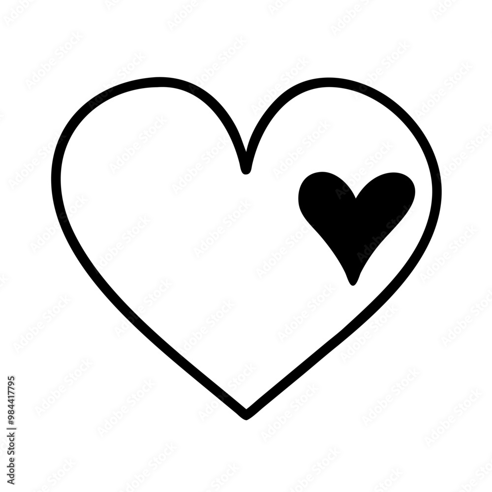 Collection of Love Heart Symbol Icons . Love Illustration Set with Solid and Outline Vector Hearts. Collection of Love Heart Symbol Icons . Love Illustration Set with Solid and Outline Vector Hearts.