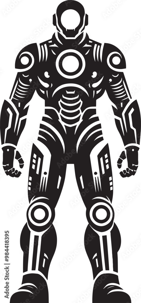Modern action war robot silhouette vector illustration isolated on a white background Modern action war robot silhouette vector illustration isolated on a white background