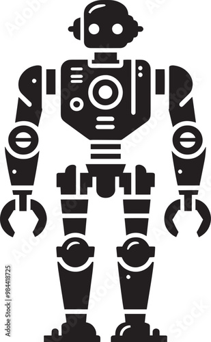 Modern action war robot silhouette vector illustration isolated on a white background