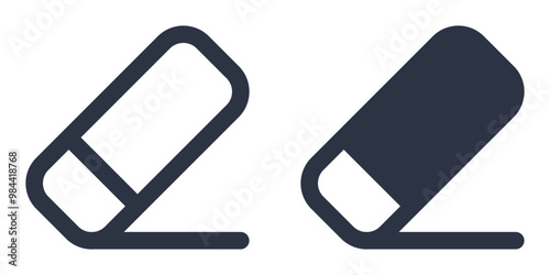 Eraser, Erase or Delete simple icons set designed in filled, outline, line and stroke style. Two Black opposite arrows in circle