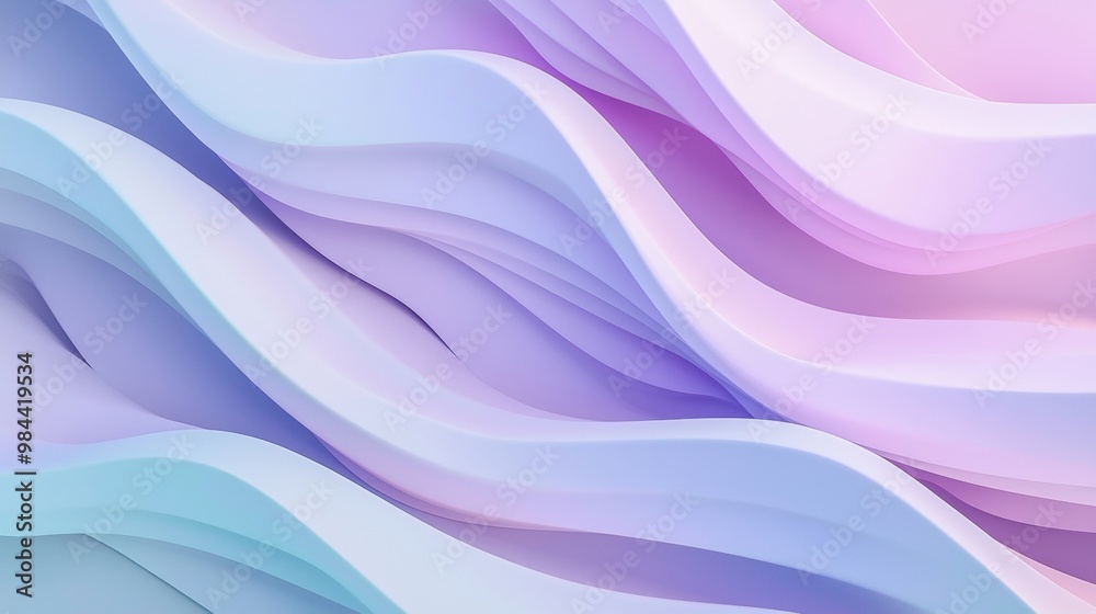 Fototapeta premium Smooth, undulating waves create a mesmerizing pattern, their pastel hues blending seamlessly to form a tranquil and elegant backdrop