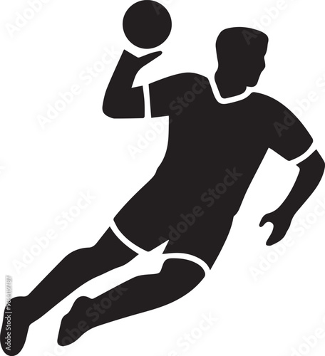 Vector icon illustration of a handball player