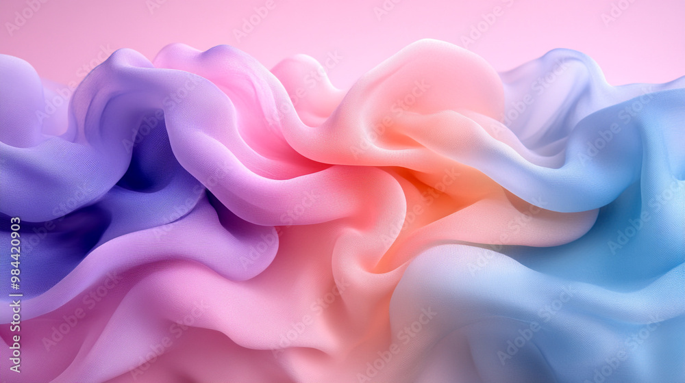 A vibrant abstract image of flowing pastel fabric in pink, purple, and blue tones, creating a soft and dreamy atmosphere. A vibrant abstract image of flowing pastel fabric in pink, purple, and blue tones, creating a soft and dreamy atmosphere.