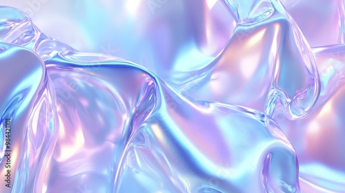 Abstract holographic background with flowing liquid waves in motion, featuring vibrant and iridescent colors, creating a mesmerizing and futuristic visual effect
