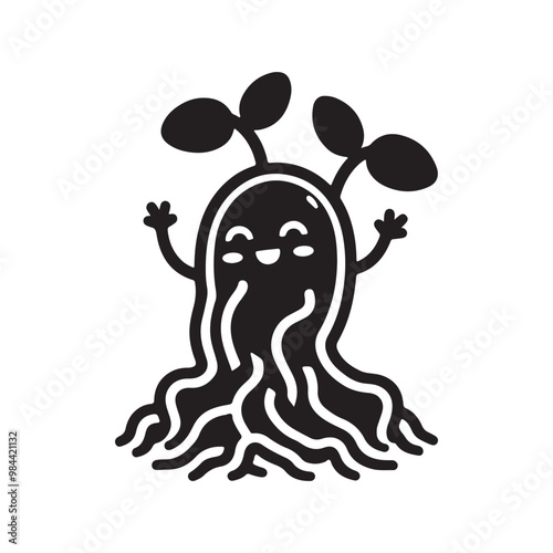 Kawaii Bean sprouts silhouette ,icon ,vector