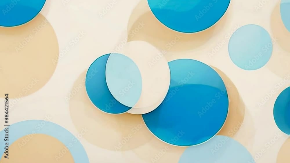 Abstract background with overlapping circles in shades of blue and peach on a white background. Abstract background with overlapping circles in shades of blue and peach on a white background.