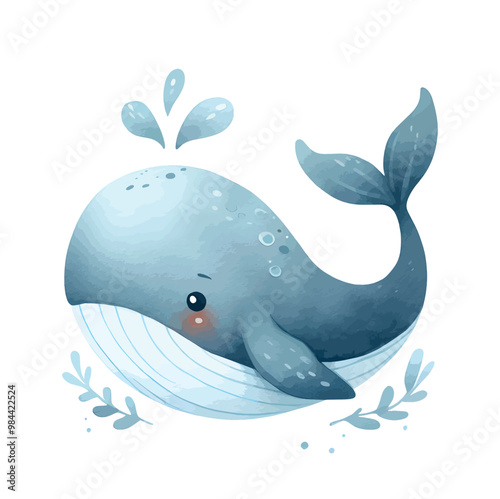 whale. watercolor whale illustration