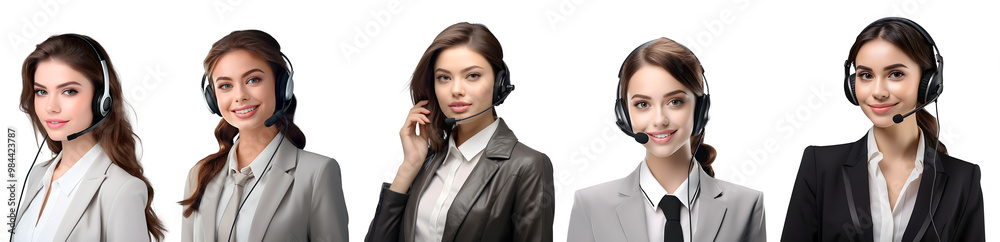 Set of Young Women Support Workers, isolated on transparent background, support concept, realistic illustration, generative ai Set of Young Women Support Workers, isolated on transparent background, support concept, realistic illustration, generative ai