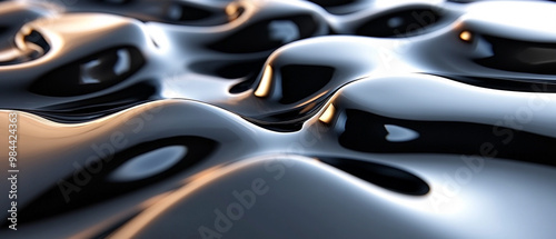 Wallpaper Mural Close-up of glossy black surface with smooth waves, creating a modern and sleek texture. Ideal for abstract and artistic use. Torontodigital.ca