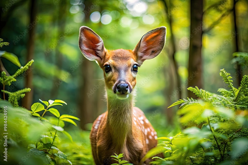 The young deer roams through the vibrant forest, its eyes aglow with wonder and innocence. The young deer roams through the vibrant forest, its eyes aglow with wonder and innocence.
