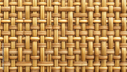 Textured woven rattan surface in warm tones for interior design and eco-friendly decor