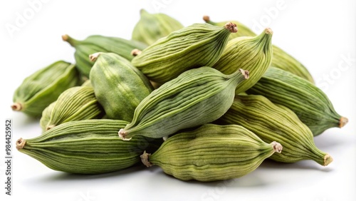 Wallpaper Mural * Tiny to large, these green cardamom pods are artfully arranged on a sleek white background, highlighting their soft sheen and compact shape. Torontodigital.ca