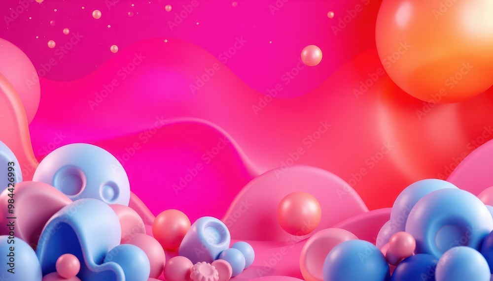 Abstract 3D illustration with colorful spheres and swirls. Abstract 3D illustration with colorful spheres and swirls.