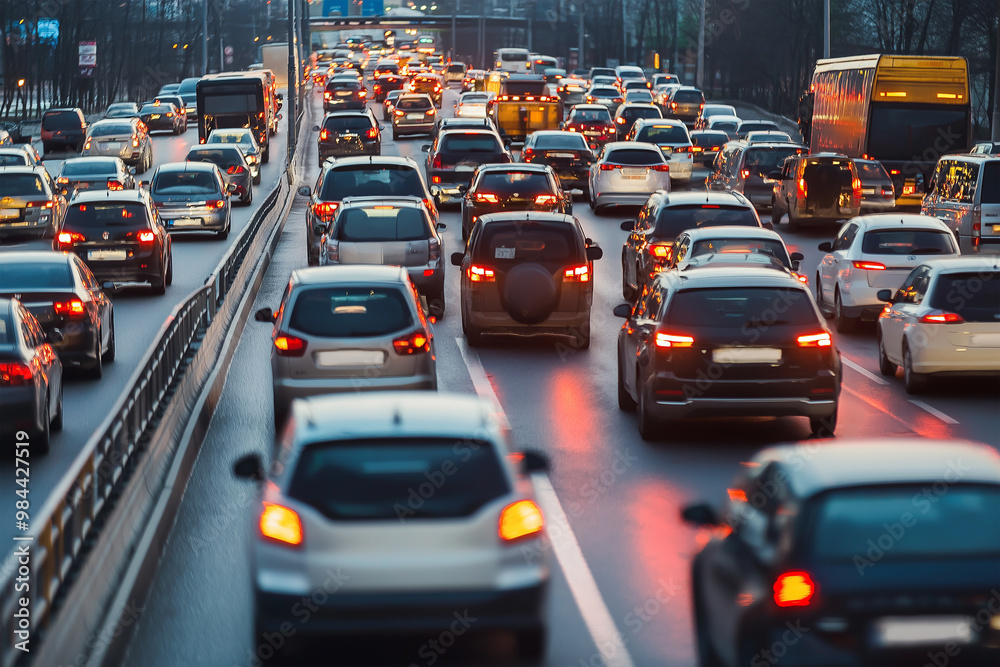 Evening time with heavy traffic. generative AI Evening time with heavy traffic. generative AI