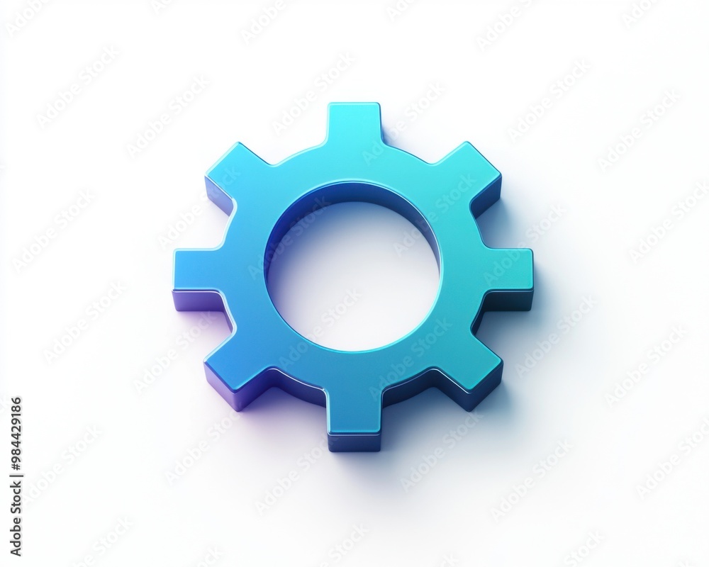 Blue Gear Icon on White Background. Blue Gear Icon on White Background.