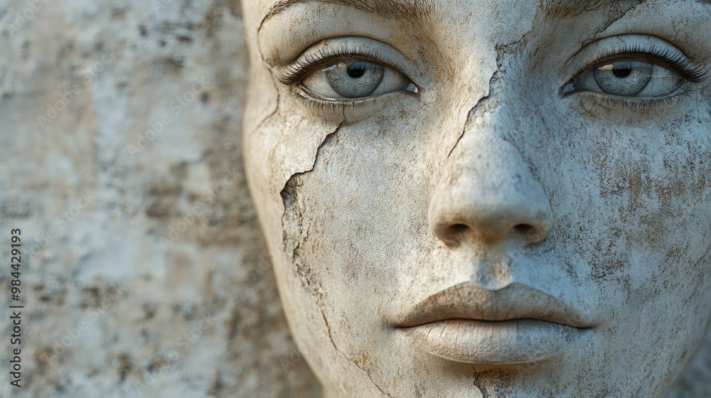 A woman's face is shown with a lot of detail, including her eyes and nose A woman's face is shown with a lot of detail, including her eyes and nose