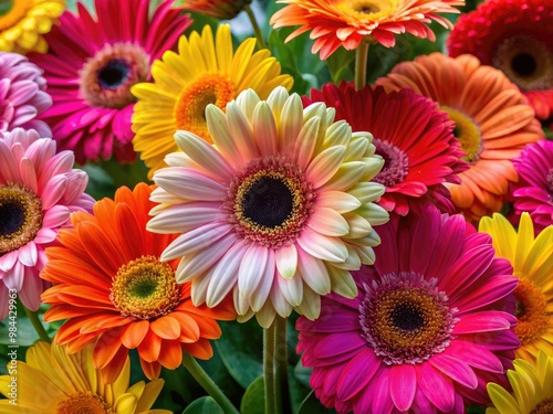 Vibrant gerbera daisies cascade through bouquets or garden beds, releasing an emotional impact, radiating warmth, and infusing spaces with their signature radiant charm.