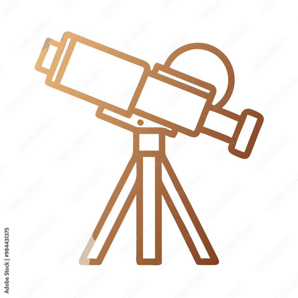 Flat Telescope Icon, Golden Brown Style, Astronomy and Exploration Symbol Flat Telescope Icon, Golden Brown Style, Astronomy and Exploration Symbol