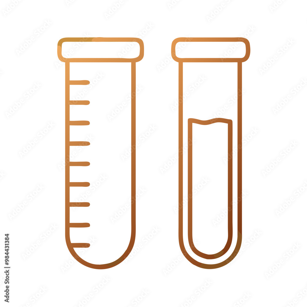Test Tube & Beaker Icon in Golden Brown Style Test Tube & Beaker Icon in Golden Brown Style