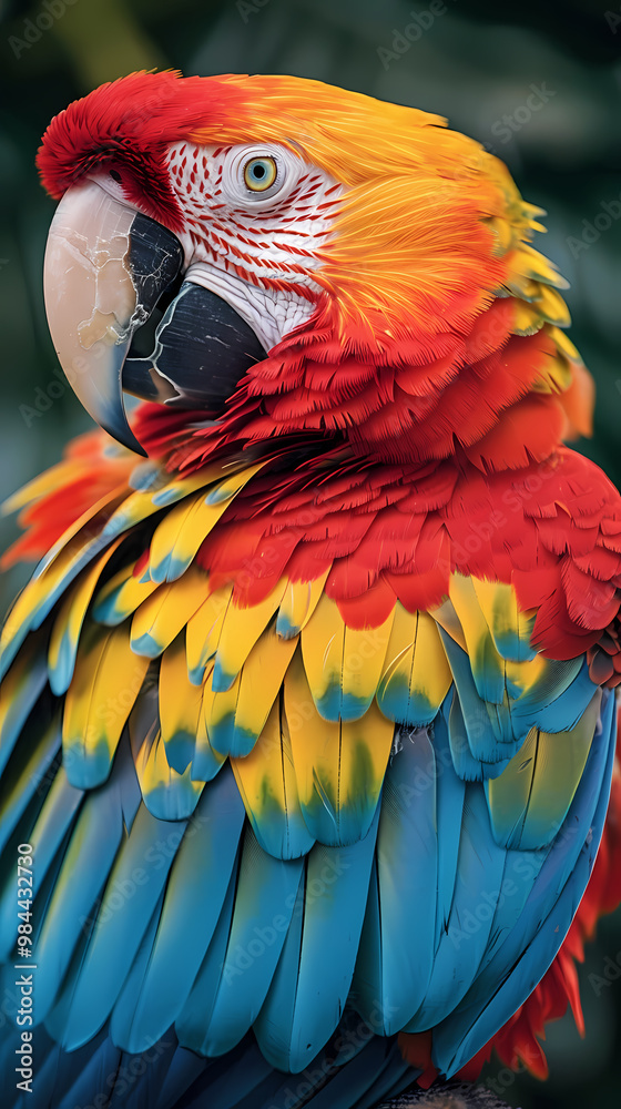 Obraz premium magnificent realistic Scarlet Macaw on white background