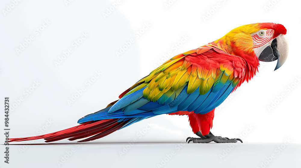 Fototapeta premium magnificent realistic Scarlet Macaw on white background