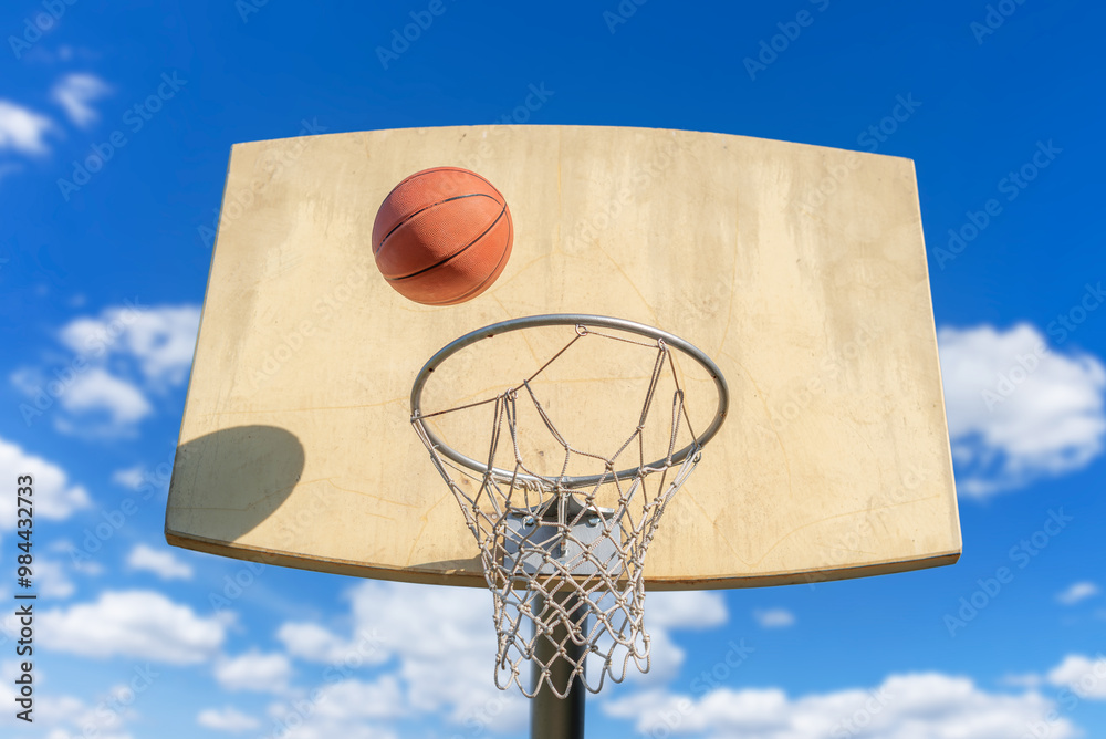 Amateur basketball hoop against the sky. Amateur basketball hoop against the sky.