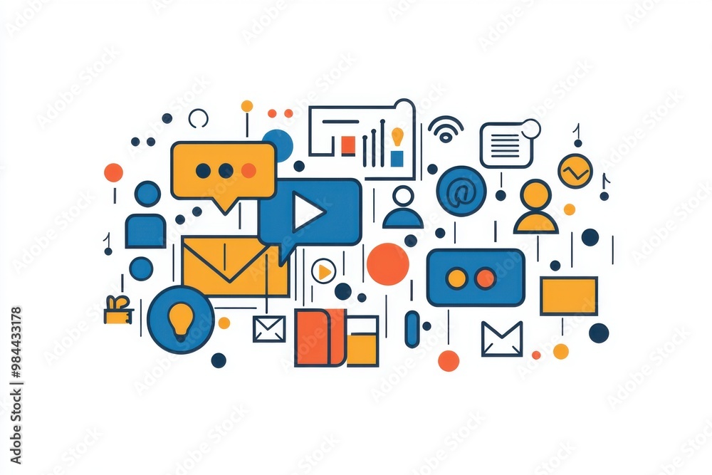 Abstract Social Media and Communication Icons. Abstract Social Media and Communication Icons.