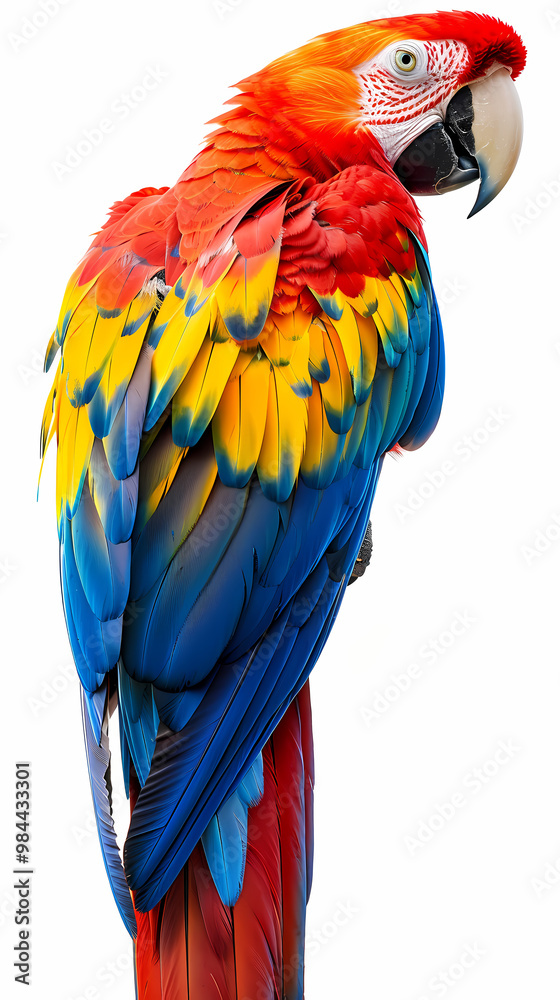 Obraz premium magnificent realistic Scarlet Macaw on white background