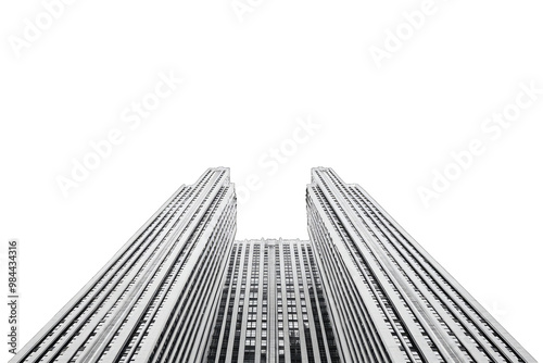 A striking view of modern skyscrapers showcasing sleek lines and architectural brilliance against a clear sky.