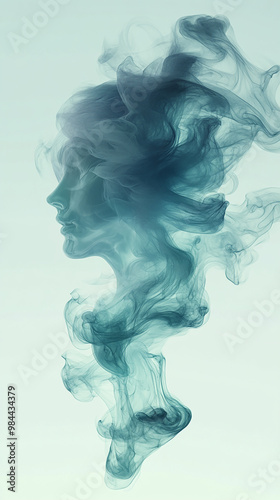 Surreal Smoke Art Forming a Human Face Silhouette