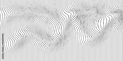 Abstract line wave background. Thin line on white.