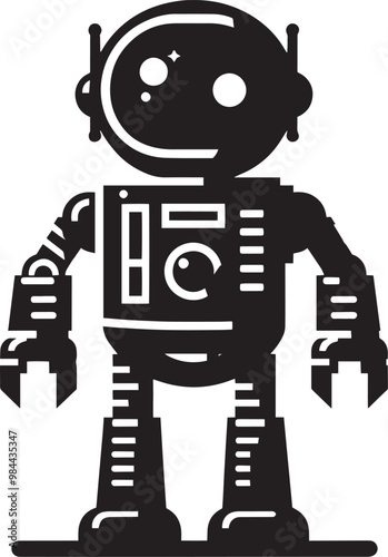 Modern action war robot silhouette vector illustration isolated on a white background