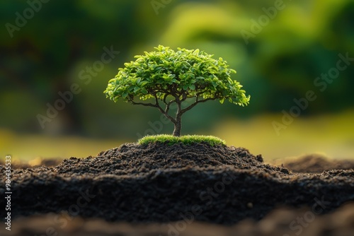 Small tree growing in soil.