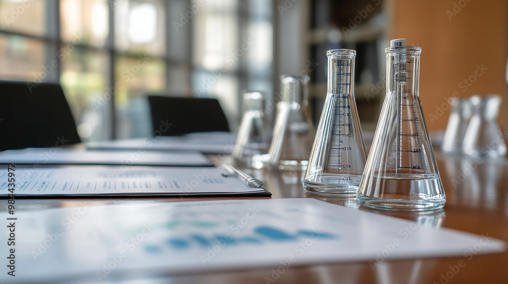 Scientific and science tools on a meeting table representing the role of scientific advisory boards in business strategy and innovation in industry at top level of management background Scientific and science tools on a meeting table representing the role of scientific advisory boards in business strategy and innovation in industry at top level of management background