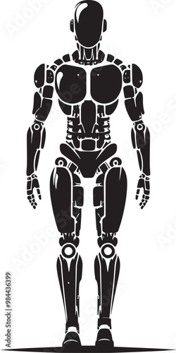 Modern action war robot silhouette vector illustration isolated on a white background