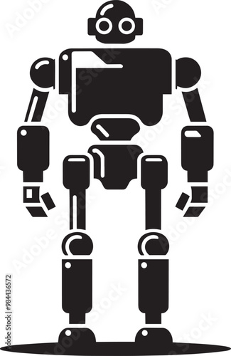Modern action war robot silhouette vector illustration isolated on a white background
