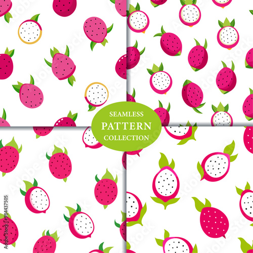 Dragon Fruit fruits Seamless Pattern Background