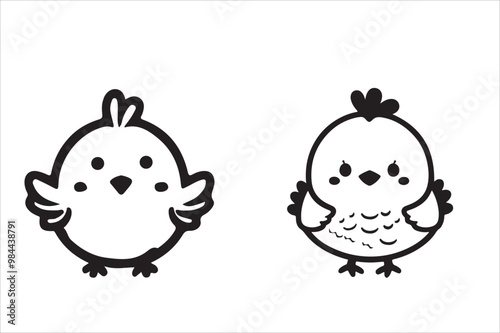 Cute Chicken baby silhouettes vector