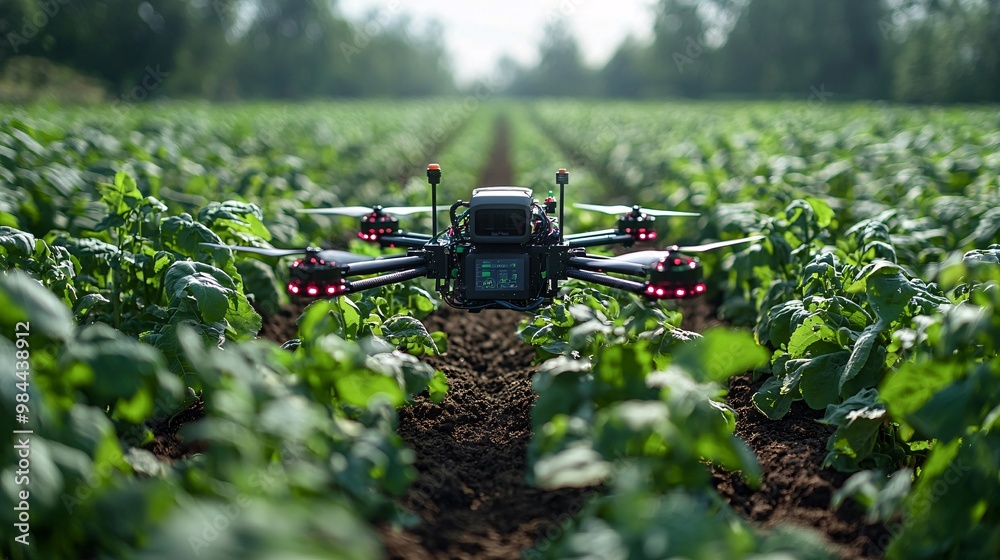 AI-powered agricultural machines analyzing soil data in real time, adjusting fertilization and watering accordingly AI-powered agricultural machines analyzing soil data in real time, adjusting fertilization and watering accordingly