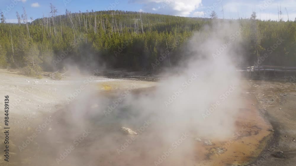 custom made wallpaper toronto digitalCinematic shot of scenic landscape at steaming thermal pool in Yellowstone National Park, USA
