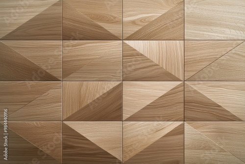 Geometric wood tile pattern with triangular shapes