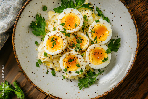 boiled eggs meal on plate