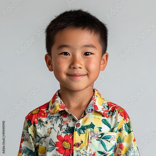 portrait of a boy Brown-skinned boy smiling
