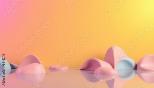 Abstract minimal background with pink and blue geometric shapes.