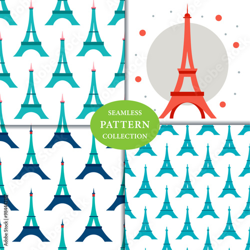 Eifel Tower Seamless Pattern Background